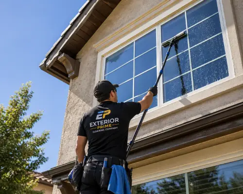 Sparkling clean exterior windows after professional window cleaning